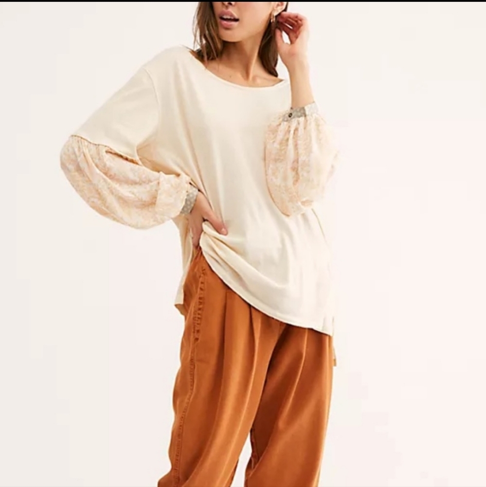 Free People Jade puff sleeves long sleeve top